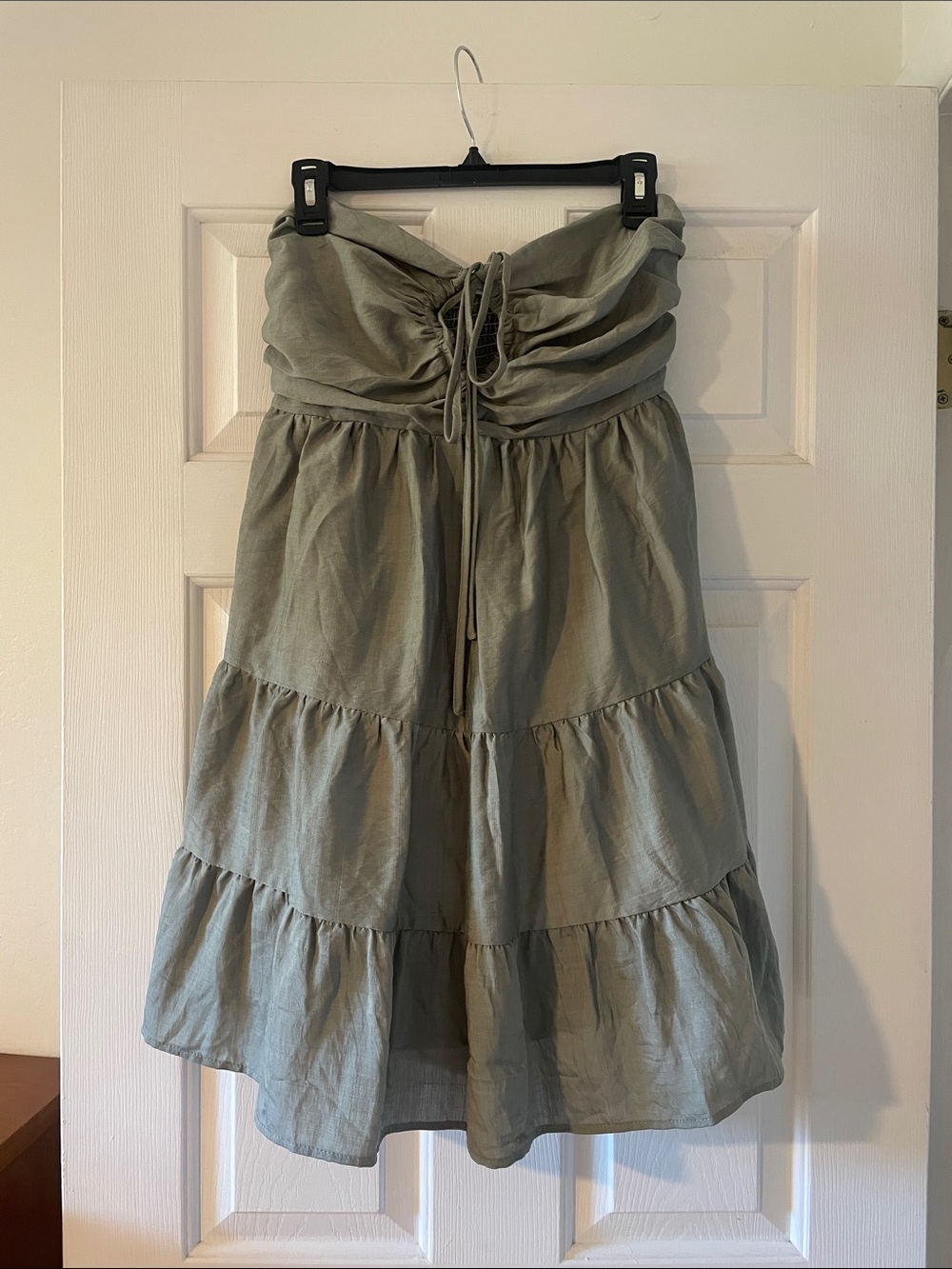 Strapless Tiered Dress - Sage Green